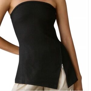 BNWT Maeve strapless black zip top